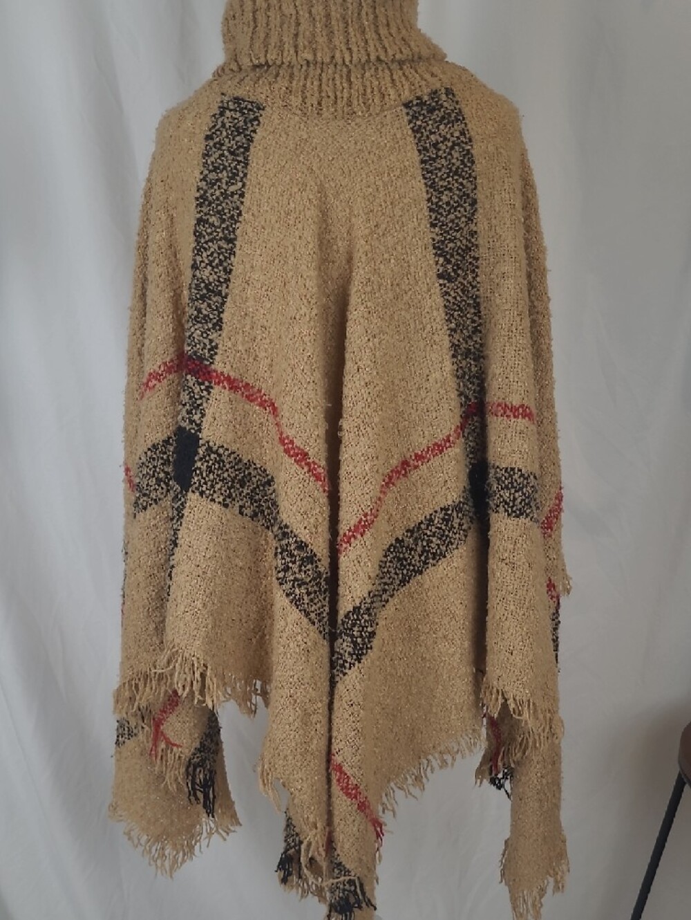 Ultra Soft Plaid Turtleneck Poncho (Burberry Style Pattern) O/S - Picture 5 of 13